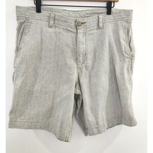 Tommy Bahama Beach Coast Linen Shorts Mens 36 Beige Herringbone 9 Inch Inseam